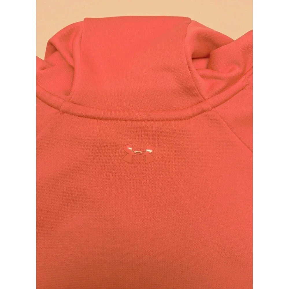 Under Armour Women's Cold Gear Mock Neck Loose Orange Peach Hoodie Size L - Picture 6 of 6